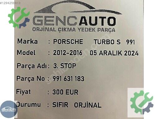Porsche 968 Stop 991631183 çıkma parça