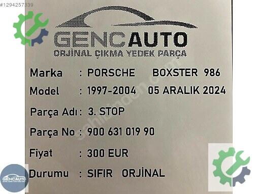Porsche Boxster Stop 90063101990 çıkma parça