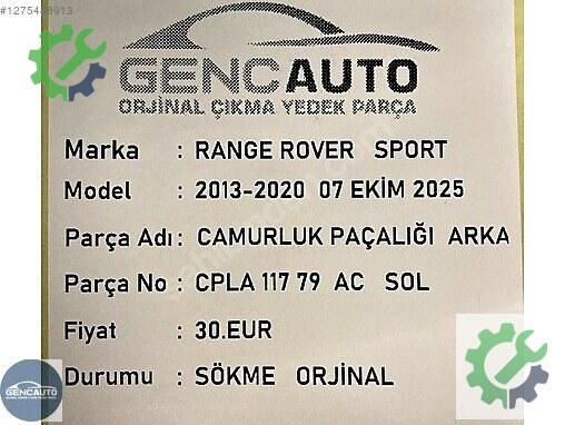 Land Rover Range Rover Bakalit CPLA11778 çıkma parça
