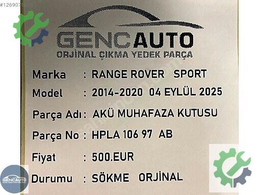 Land Rover Range Rover Davlumbaz HPLA10697AB çıkma parça