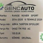 RANGE ROVER SPORT ARKA TAMPON SPOİLERİ SÖKME ORJ DK6217K950AC