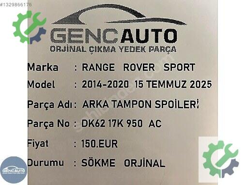 Land Rover Range Rover Arka Tampon DK6217K950AC çıkma parça