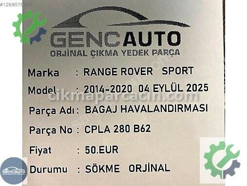 Land Rover Range Rover Havalandırma Izgarası CPLA280B62 çıkma parça