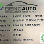 RANGE ROVER SPORT BAGAJ İÇİ ŞARZ SOKETİ SÖKME ORJ 1531440