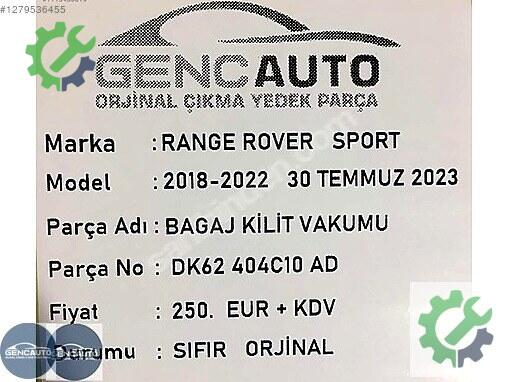 Land Rover Range Rover Bagaj Kilidi DK62404C10AD çıkma parça