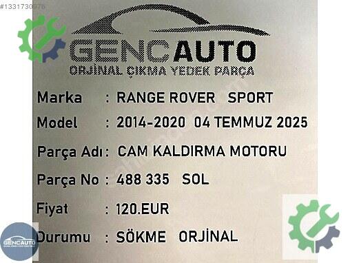 Land Rover Range Rover Cam Kaldırma Motoru 488335 çıkma parça