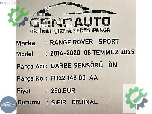 Land Rover Range Rover Ön Darbe Sensörü FH2214800AA çıkma parça