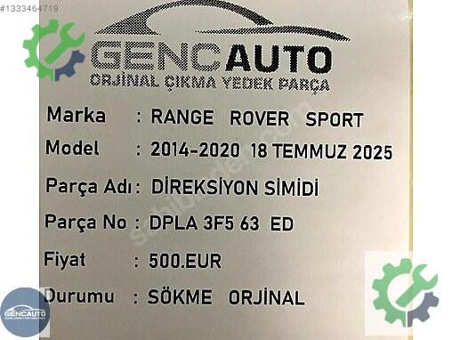 Land Rover Range Rover Direksiyon Simidi DPLA3F563ED çıkma parça