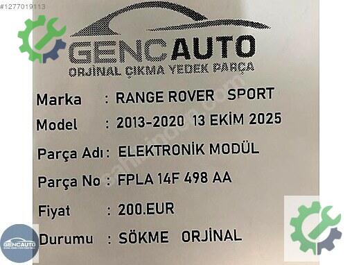 Land Rover Range Rover Beyin FPLA14F498AA çıkma parça