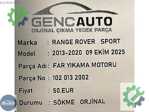 Land Rover Range Rover Far 1020132002 çıkma parça