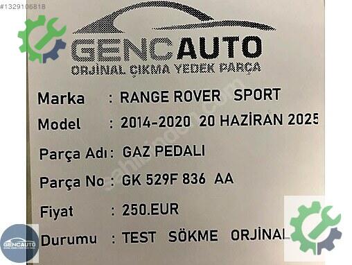 Land Rover Range Rover Gaz Kelebeği GK529F836AA çıkma parça