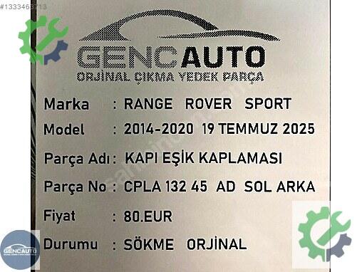 Land Rover Range Rover Kapı CPLA13245 çıkma parça