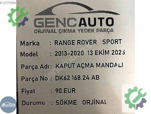 Land Rover Range Rover Kaput Açma Mandalı DK6216824AB çıkma parça