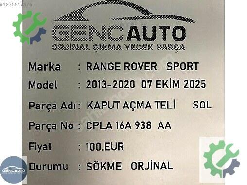 Land Rover Range Rover Kaput Açma Teli CPLA16A938AA çıkma parça