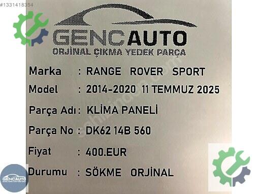 Land Rover Range Rover Klima Paneli DK6214B560 çıkma parça