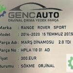 RANGE ROVER SPORT MARŞ DİNAMOSU SÖKME ORJ HPLA11001AD