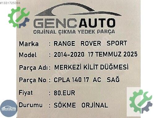 Land Rover Range Rover Kontrol Düğmeleri CPLA14017 çıkma parça