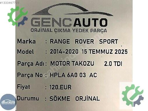 Land Rover Range Rover Motor Takozu HPLA6A003AC çıkma parça
