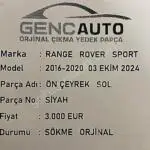RANGE ROVER SPORT ÖN ÇEYREK SOL SAĞ SİYAH SÖKME ORJİNAL