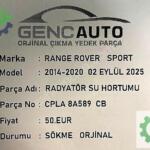 RANGE ROVER SPORT RADYATÖR SU HORTUMU SÖKME ORJ CPLA8A589CB