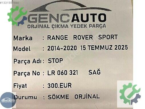 Land Rover Range Rover Sağ Arka Stop LR060321 çıkma parça
