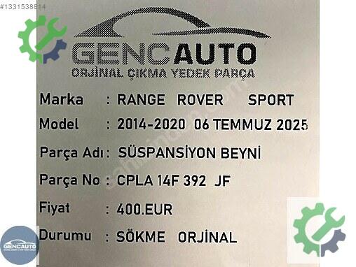 Land Rover Range Rover Süspansiyon Beyni CPLA14F392JF çıkma parça