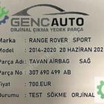 RANGE ROVER SPORT TAVAN AİRBAG SÖKME ORJİNAL 307428799 AB
