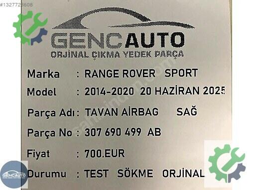 Land Rover Range Rover Tavan Airbag 307428799 çıkma parça