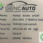 RANGE ROVER SPORT TORPİDO YAN KAPAĞI SÖKME ORJ DPLA04481 80AB