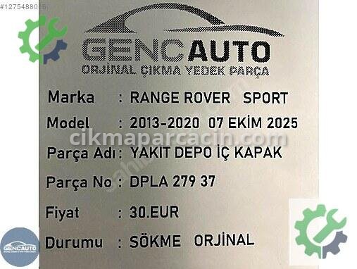 Land Rover Range Rover Depo Kapağı DPLA27937 çıkma parça