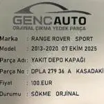 RANGE ROVER SPORT YAKIT DEPO KAPAĞI SÖKME ORJİNAL DPLA27936A