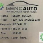 SKODA OCTAVİA SİS FARI SOL SIFIR İTHAL 5ED9416700