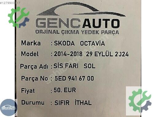 Skoda Octavia Sol Sis Farı 5ED9416700 çıkma parça