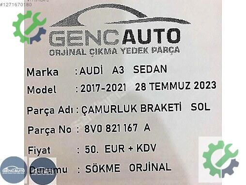 Audi A3 Bakalit çıkma parça