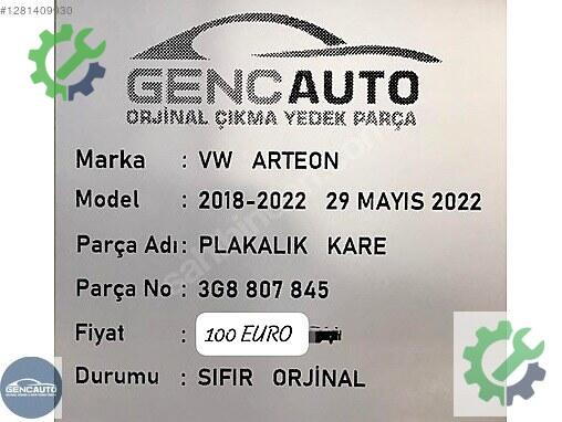 Volkswagen Arteon Plakalık 3G8807845 çıkma parça