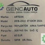VW ARTEON REFLEKTÖR ARKA TAMPON SIFIR ORJİNAL 3G8945104 SAĞ