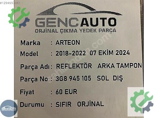 Diğer Arka Tampon 3G8945105 çıkma parça