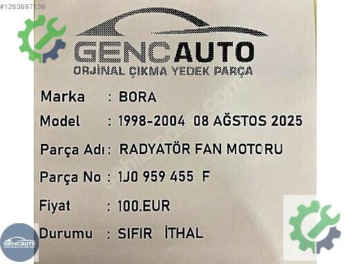 Volkswagen Bora Radyatör 1J0959455 çıkma parça