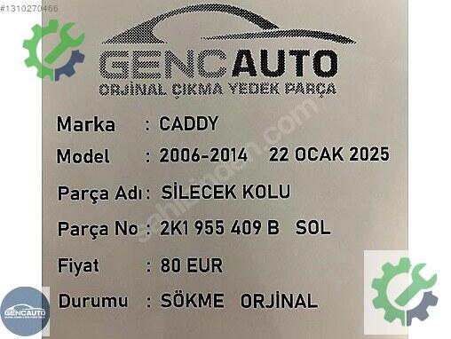 Volkswagen ID.3 Silecek Kolu Çıkma Parça İstanbul