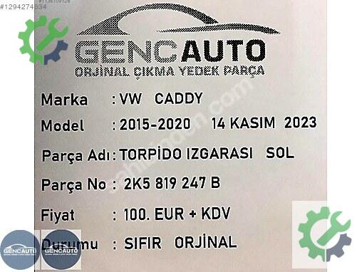 Volkswagen Caddy Panjur 2K5819247 çıkma parça