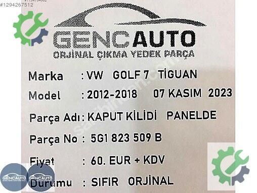 Volkswagen Golf Kaput Kilidi 5G1823509 çıkma parça
