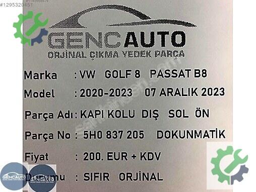 Volkswagen Passat Kapı Kolu 5H0837205 çıkma parça
