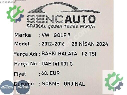 Volkswagen Golf Baskı Balata 04E141031 çıkma parça