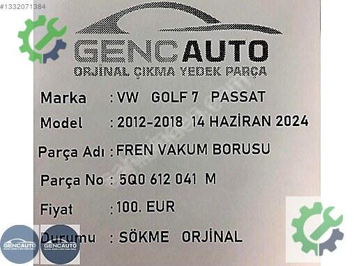 Volkswagen Golf Fren Borusu 5Q0612041 çıkma parça