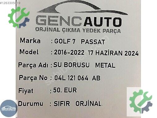 Volkswagen Golf Intercooler Borusu 04L121064 çıkma parça