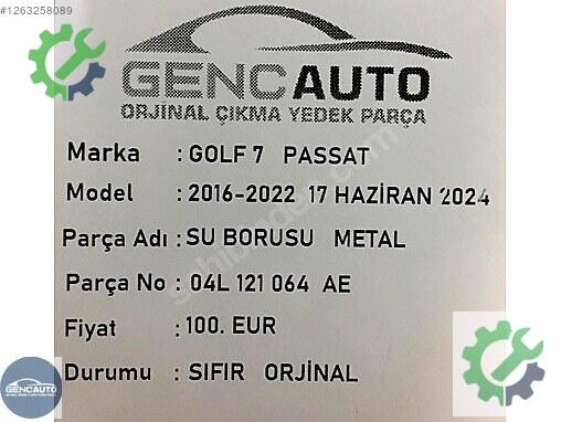 Volkswagen Passat Intercooler Borusu 04L121064 çıkma parça
