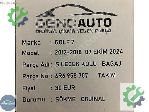 Volkswagen Golf Silecek Kolu 6R6955707 çıkma parça