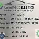 VW GOLF 7 TEYİP ÇERÇEVESİ KROM SIFIR ORJİNAL OEM 5G1819743
