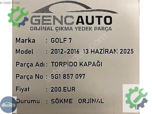 Volkswagen Golf Torpido 5G1857097 çıkma parça