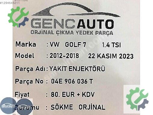 Volkswagen Golf Enjektör 04E906036 çıkma parça